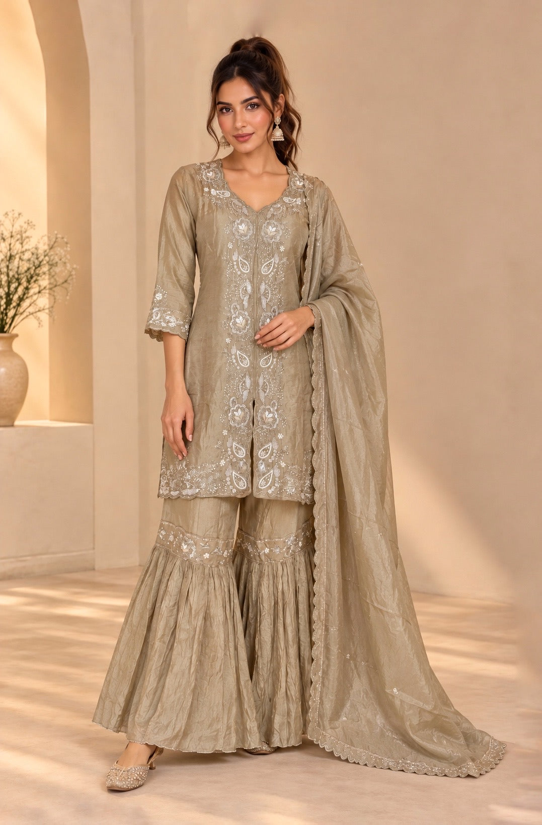 Champagne Bloom Sharara Set