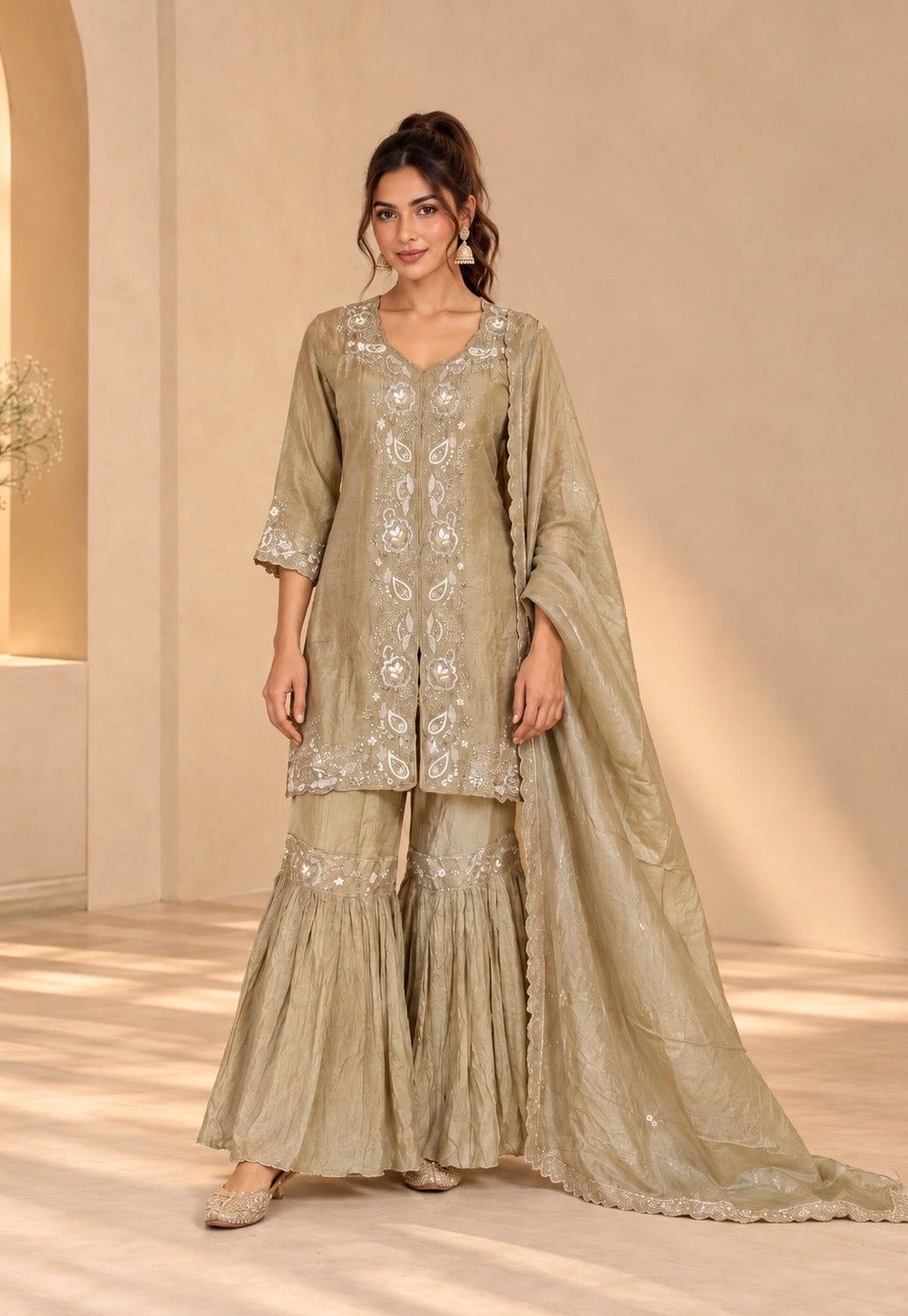 Champagne Bloom Sharara Set