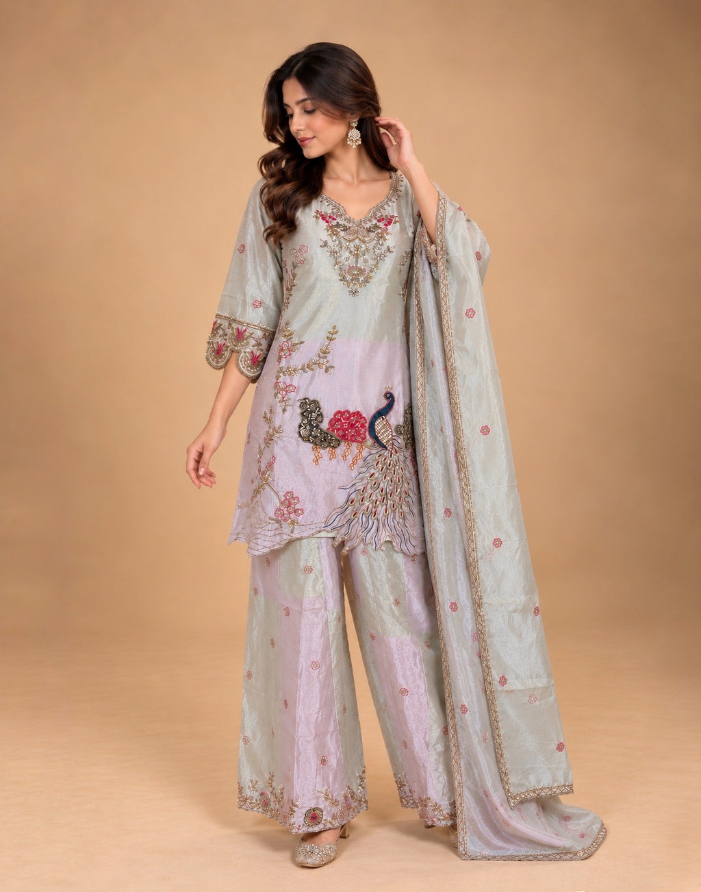 Peacock bloom Sharara Set
