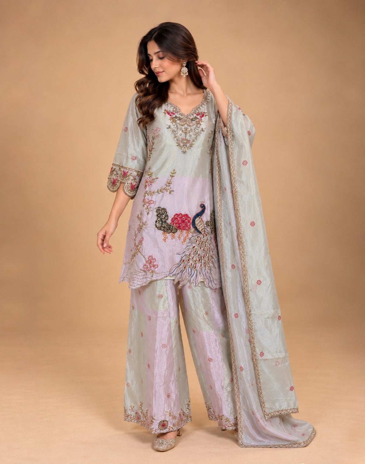Peacock bloom Sharara Set