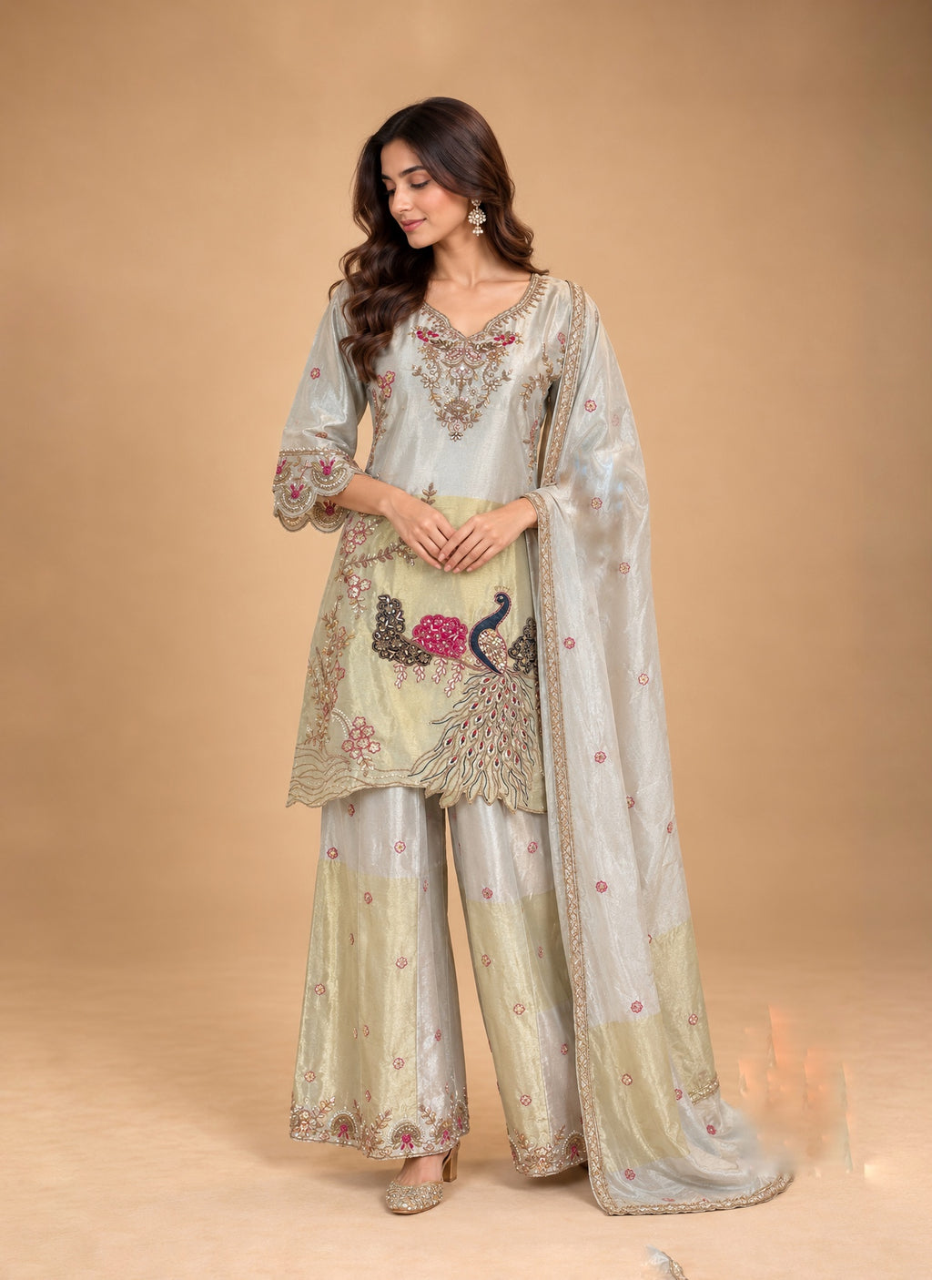 Peacock bloom Sharara Set