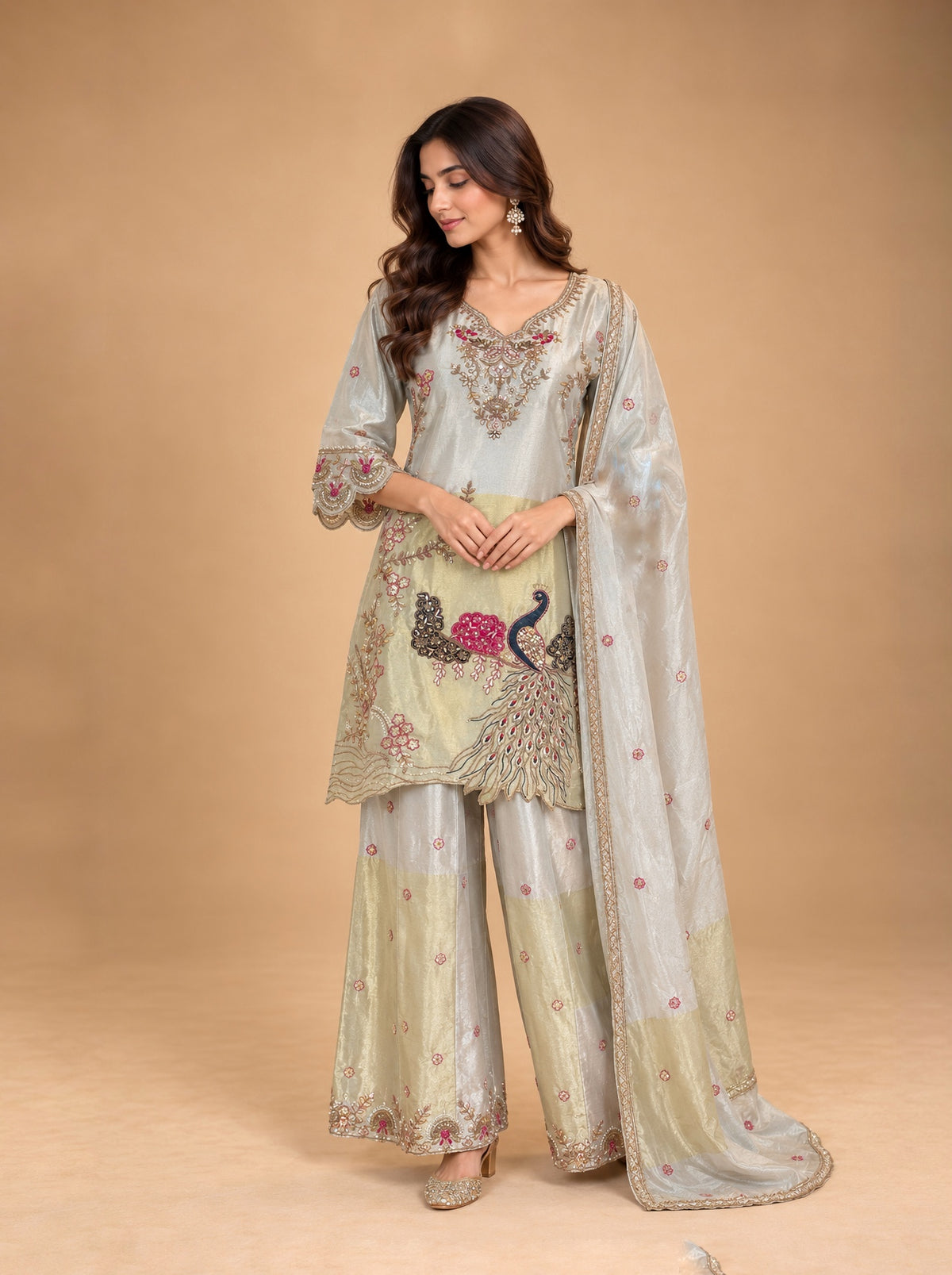Peacock bloom Sharara Set