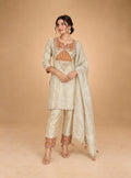 Ivory Orange Embroidered Kurta Set