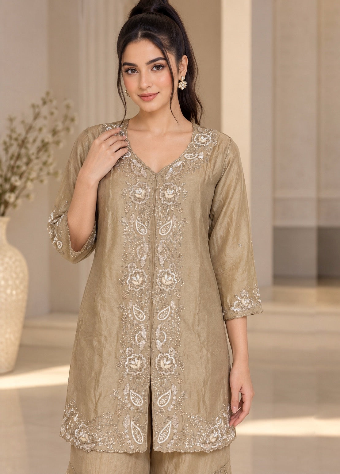 Champagne Bloom Sharara Set