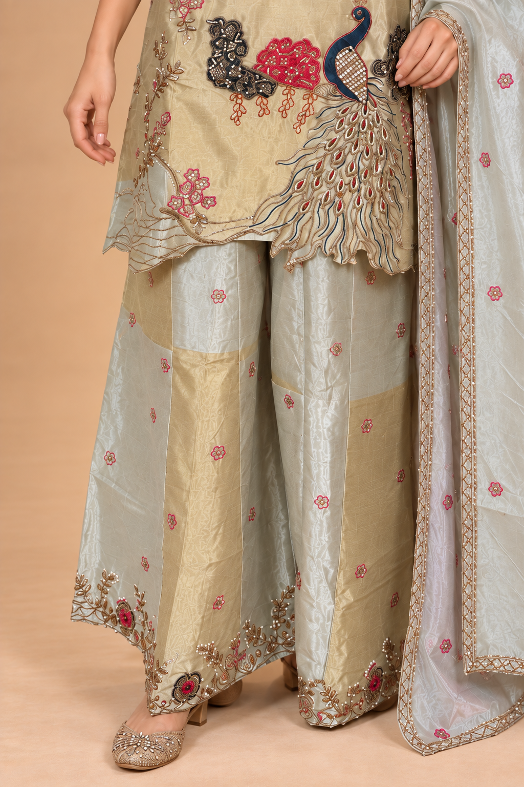 Peacock bloom Sharara Set