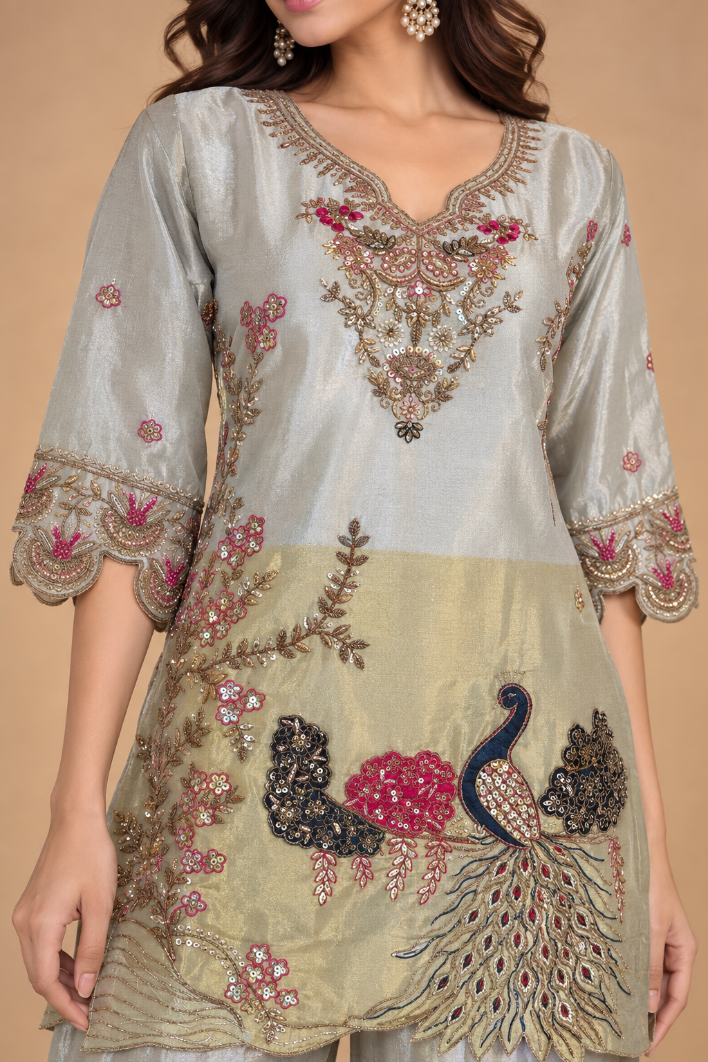 Peacock bloom Sharara Set