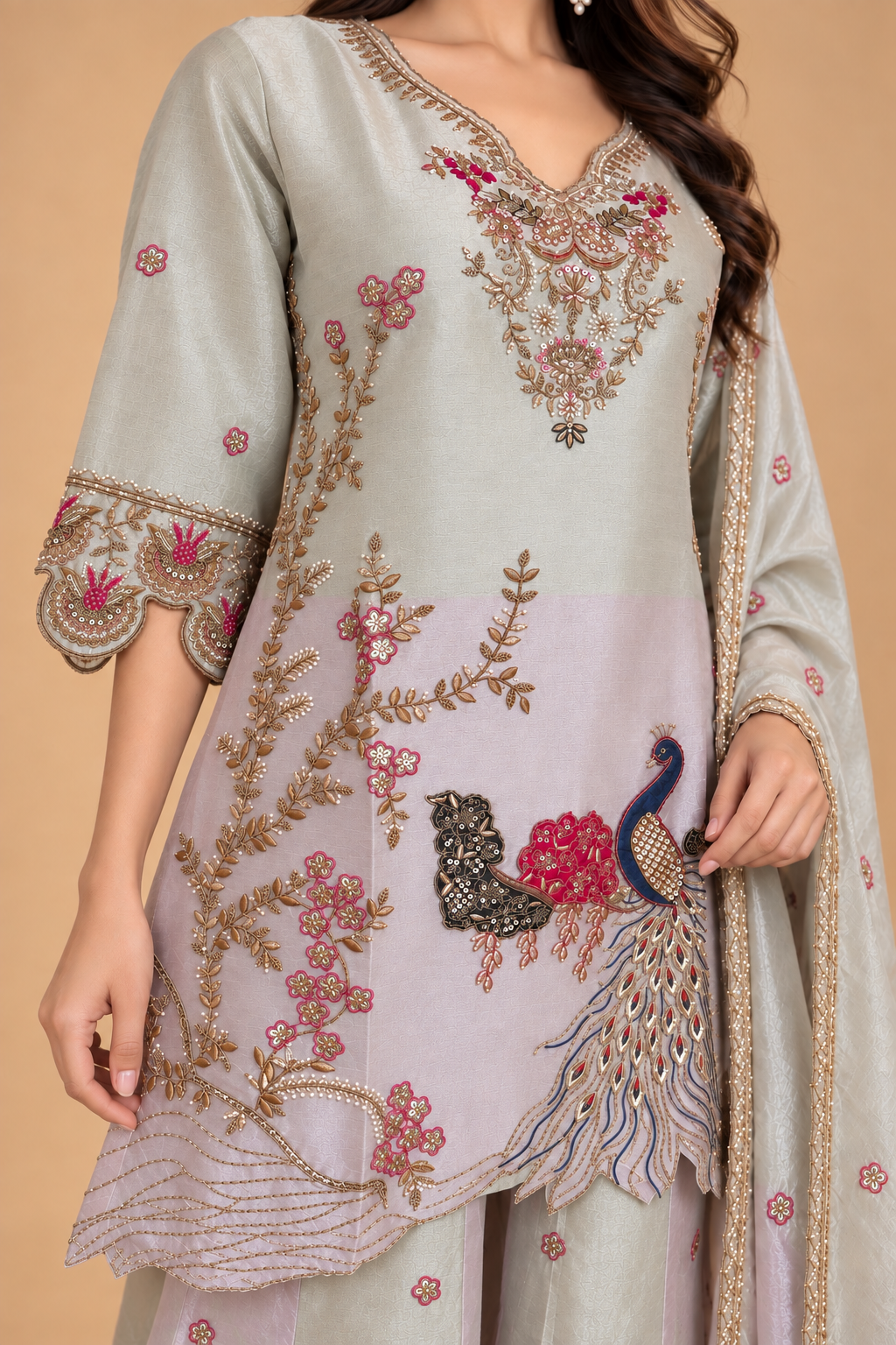 Peacock bloom Sharara Set