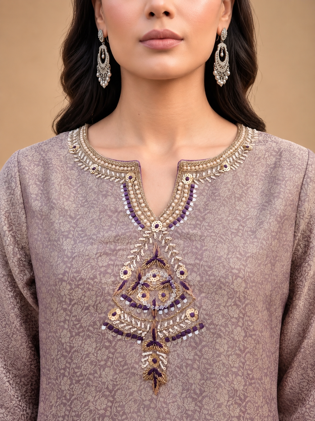 Lavender Banarasi Silk Suit Set