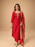 Red Embroidered Suit Set