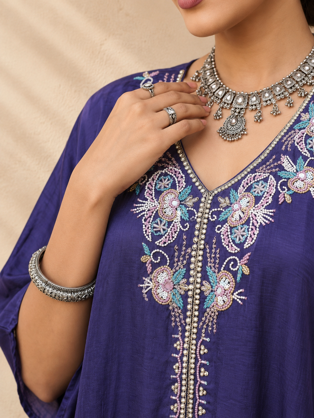Purple Embroidered Palazzo Set