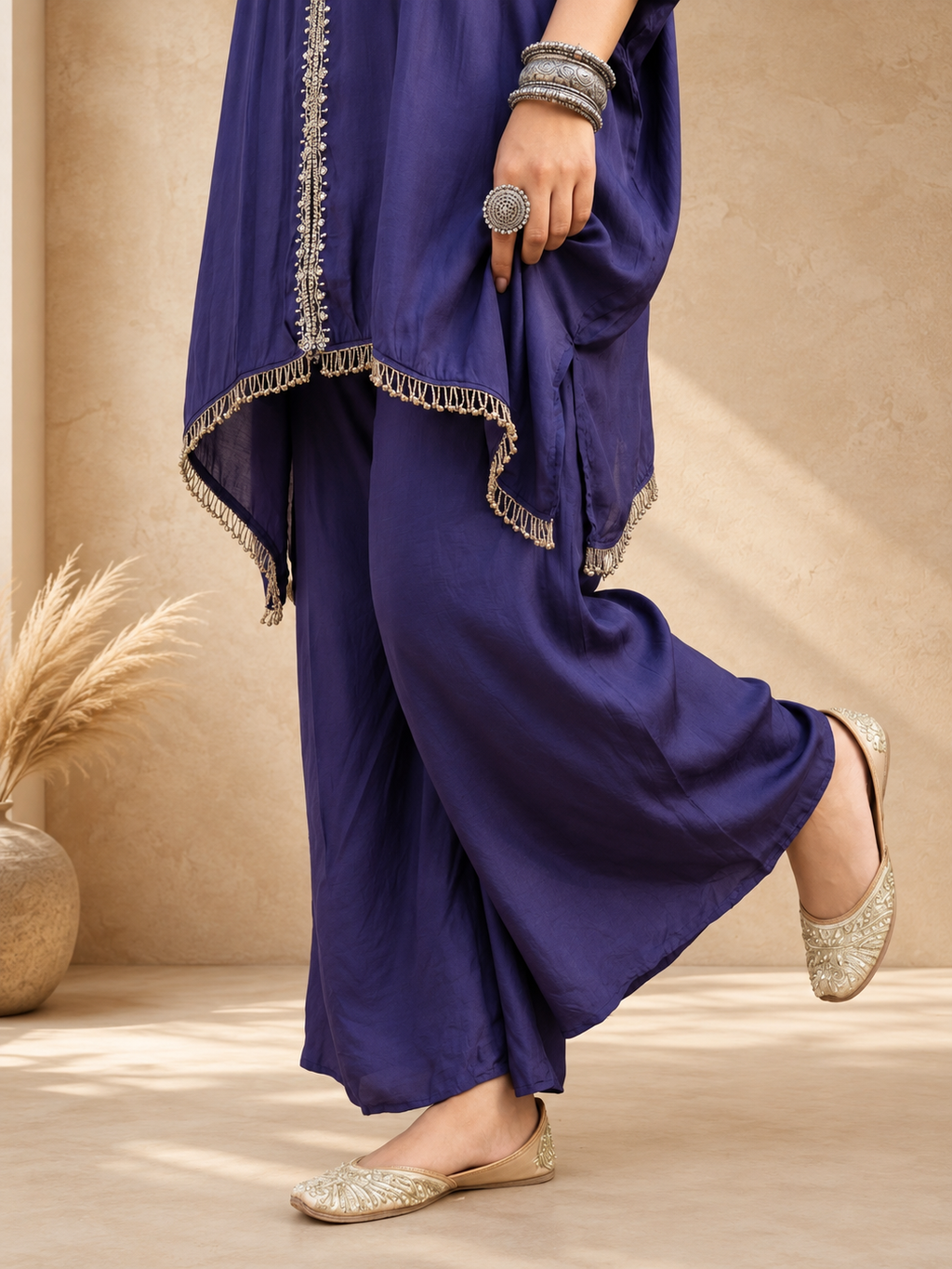 Purple Embroidered Palazzo Set