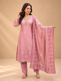 Dusty Pink Banarasi Silk Suit Set