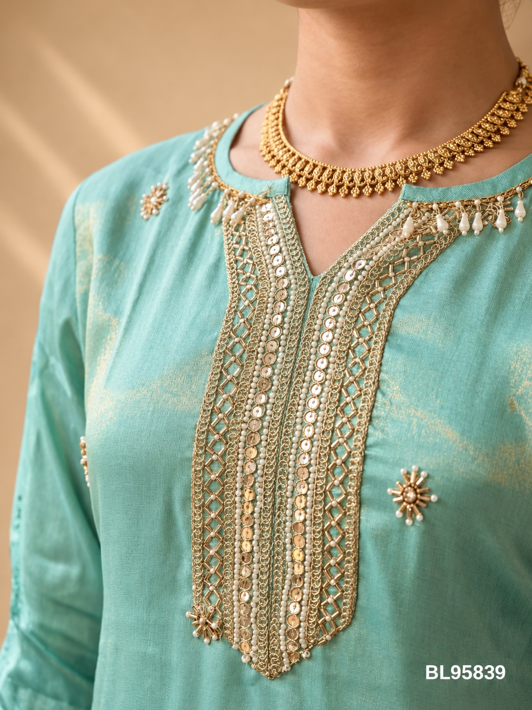 Mint Green Embroidered Suit Set