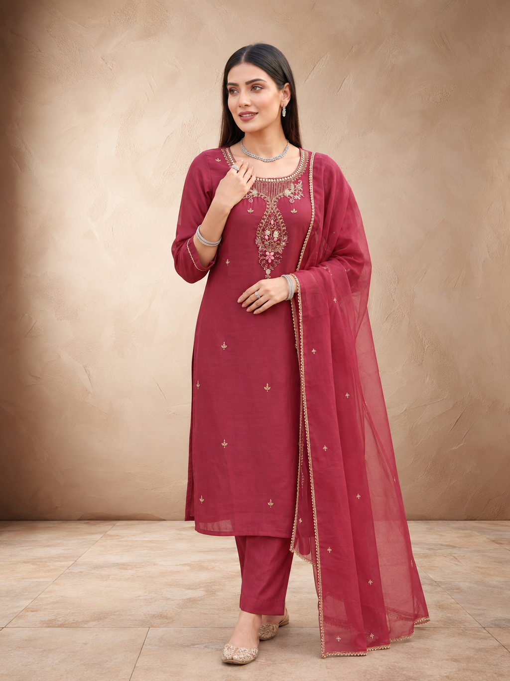 Resham Embroidered Suit Set