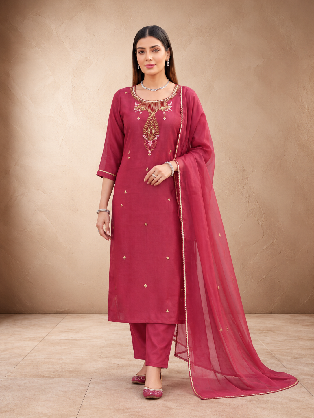 Resham Embroidered Suit Set