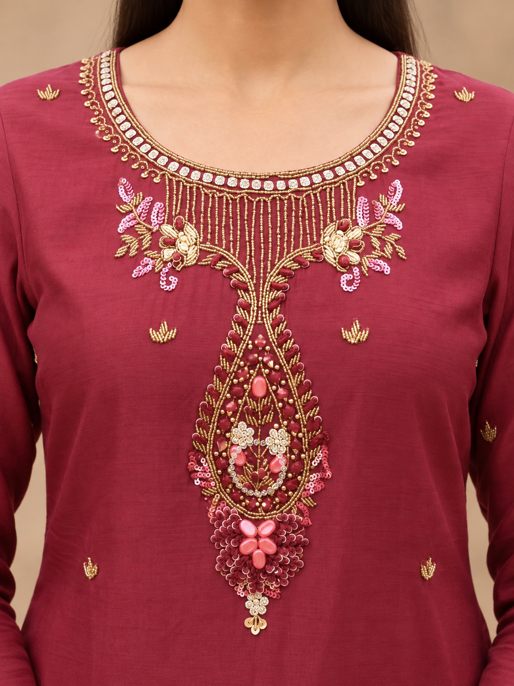 Resham Embroidered Suit Set